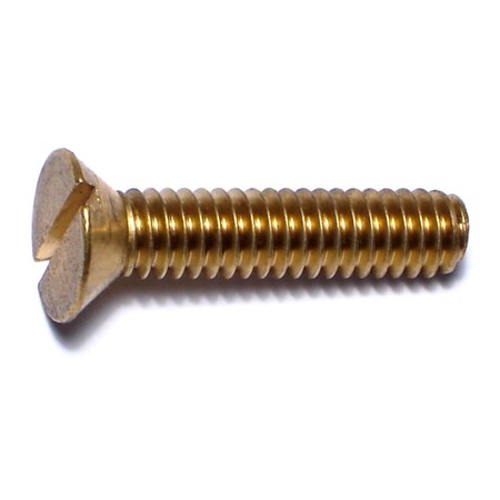 Midwest Fastener #12-24 x 1 in Slotted Flat Machine Screw, Plain Brass, 20 PK 61216